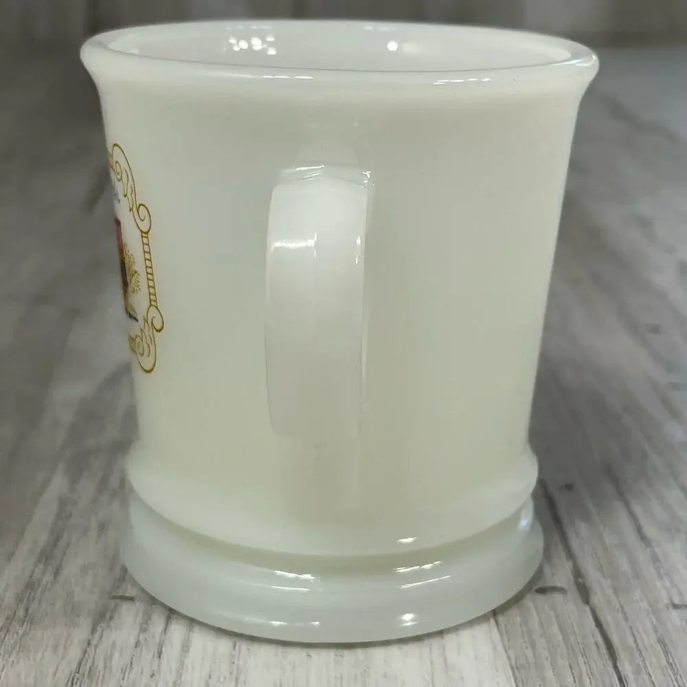 Vintage Avon Milk Glass Shaving Mug 8oz Cup with Train Locomotive Graphic